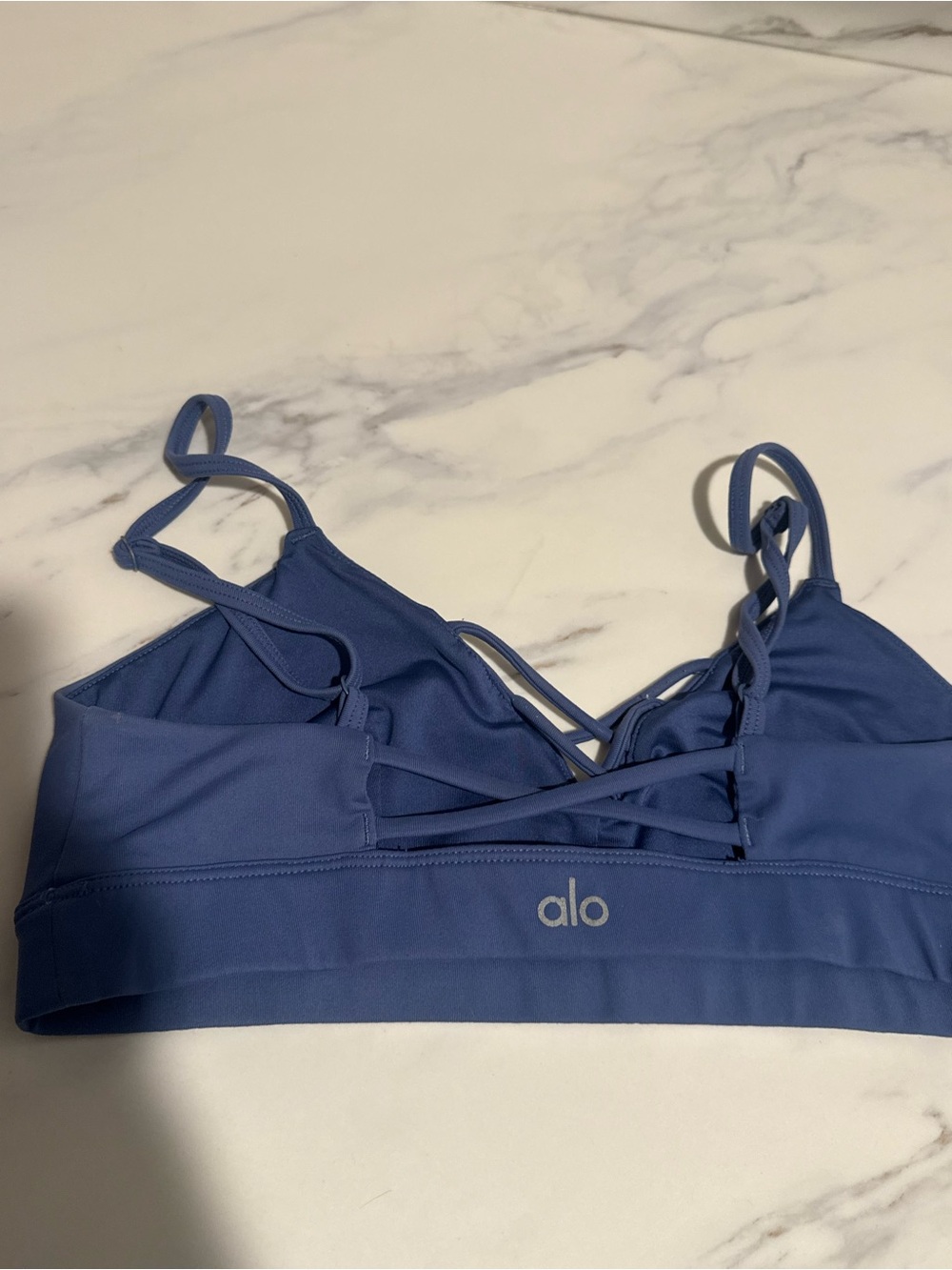 Alo blue cross over sports bra